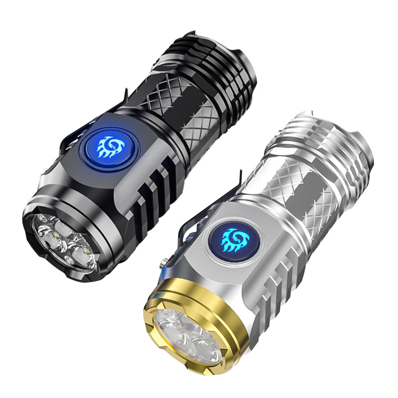 Mini Super Bright Camping Rechargable 3 eyes Flashlight