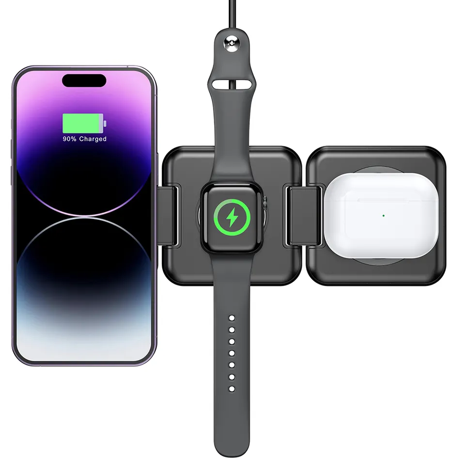 15W foldable magnetic magsafe 3 IN 1 wireless charger