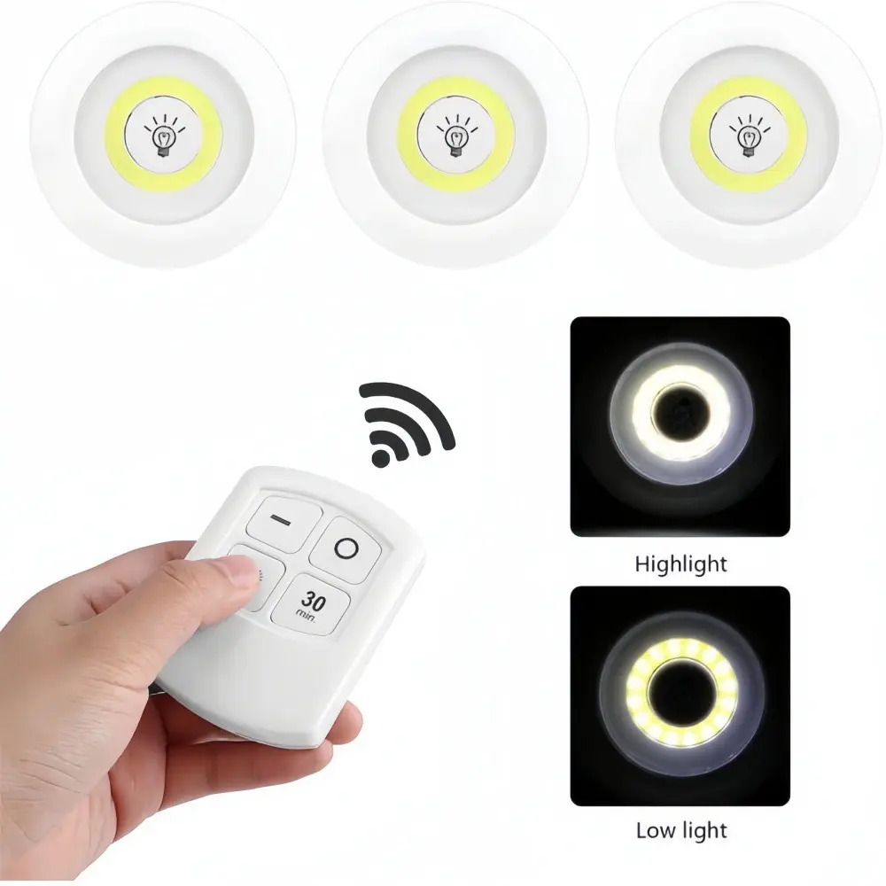 Remote Control Cabinet Closet Sticky LED COB Wall Lamps