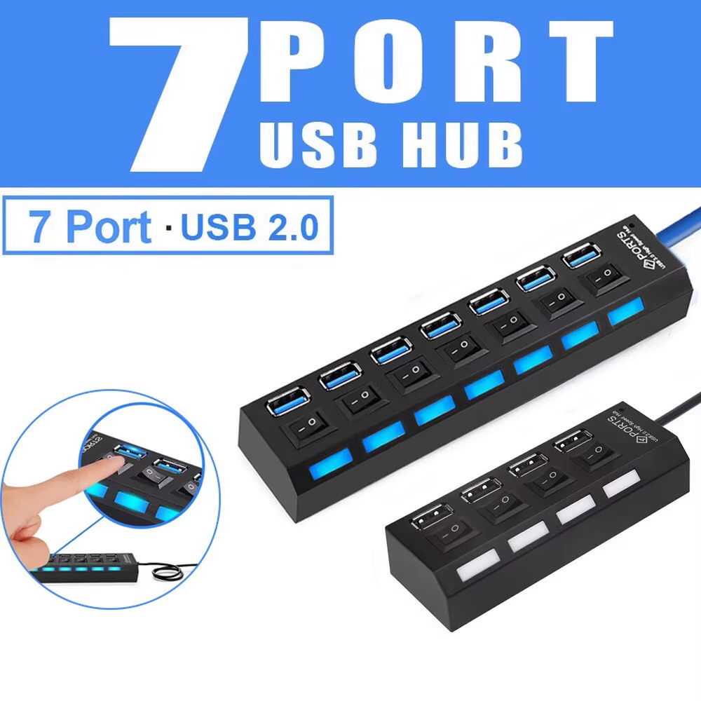 High Speed 7 USB A Port Data Hub