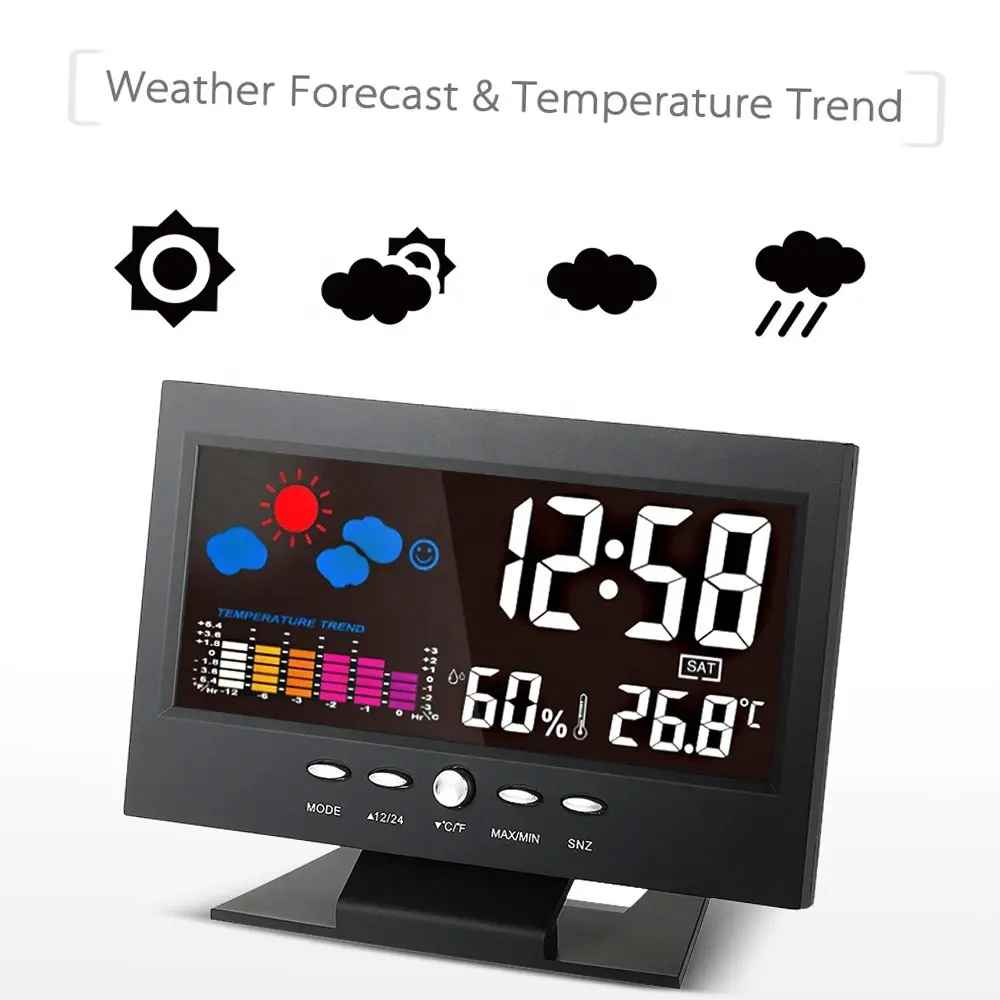 5-in-1 LED Voice Control Digital Clock