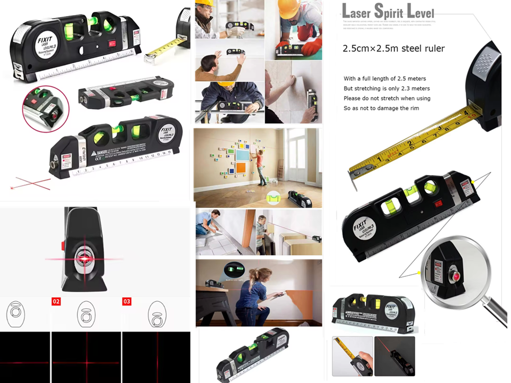 250MM Lazer Level with Measuring Tapes